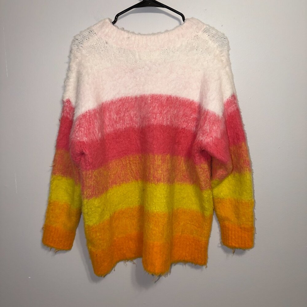 Anthropologie Women's Fuzzy Colorblock Sweater Size S V Neck - Picture 7 of 7